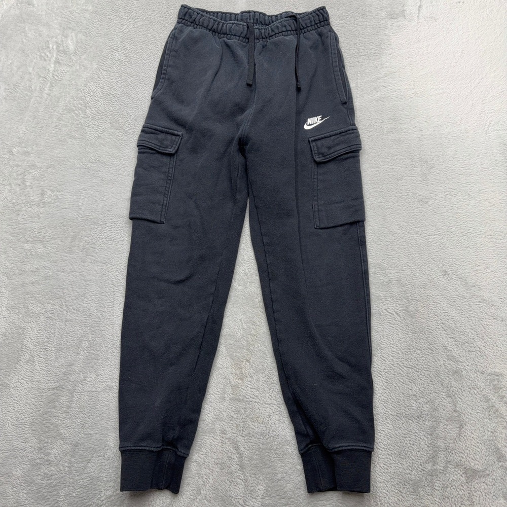 Nike Cargo Joggers Mens XS Black Fleece Sportswear Club Sweatpants Embroidered